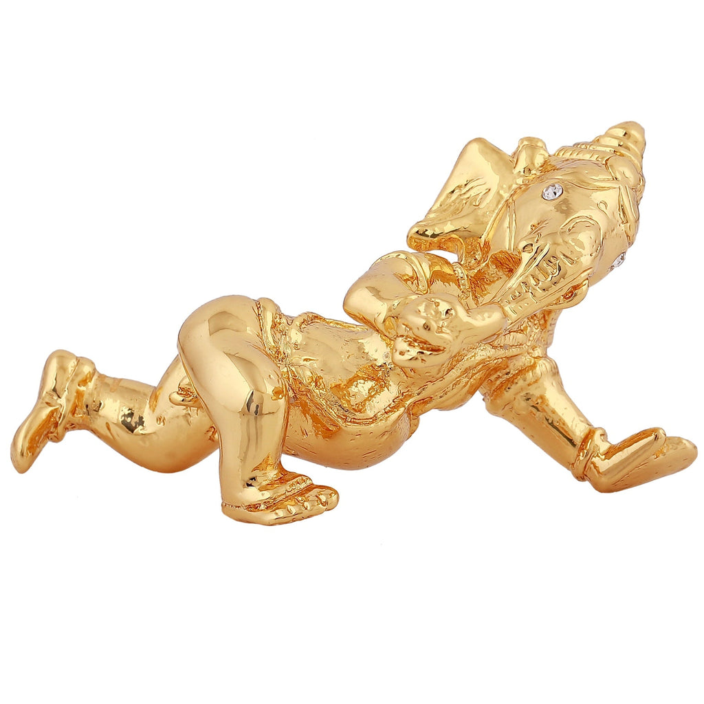 Estele Gold-Polished Spiritual Lord Bal Ganesha Idol for Gifts & HouseWarming/Home/Office Decors