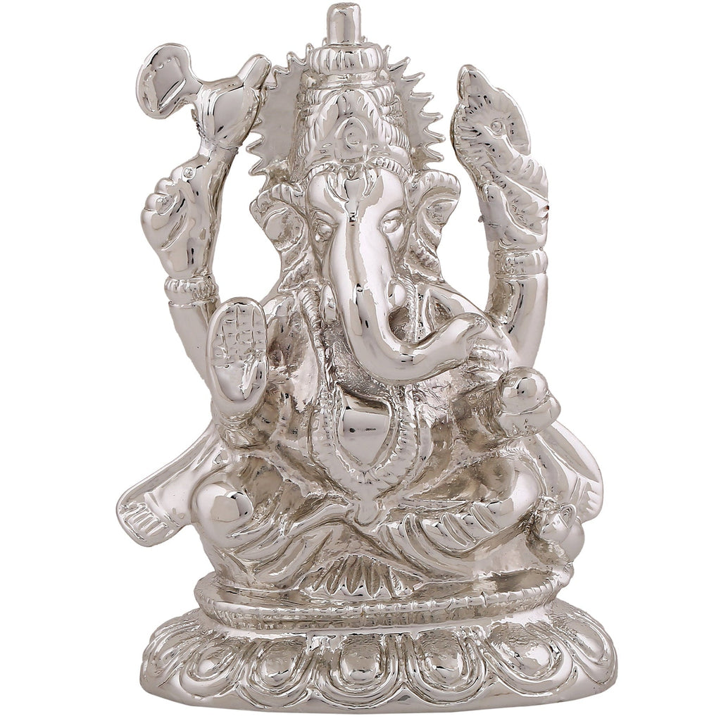 Estele Rhodium Plated Spiritual Lord Ganesha Idol for Gifts & HouseWarming/Home/Office Decors