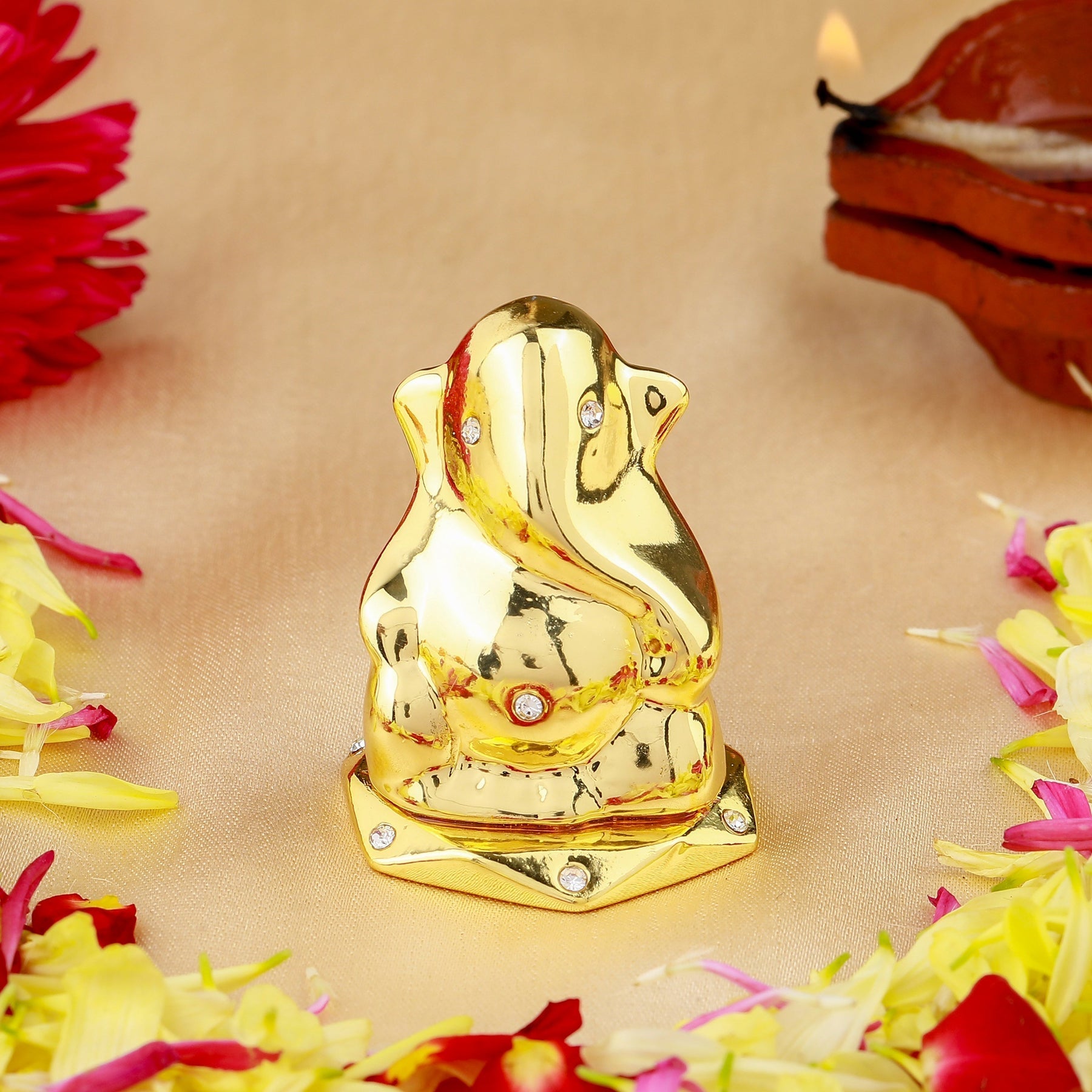 Estele Gold-Polished God of beginnings Lord Ganesha Idol for Gifts & HouseWarming/Home/Office Decors