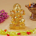 Estele Gold-Polished Spiritual Lord Mooshak Ganesha Idol for Gifts & HouseWarming/Home/Office Decors