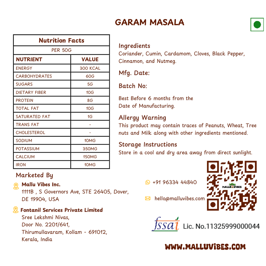 Mallu Vibes Home Made Garam Masala - Distacart