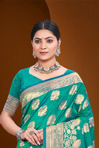 Sangam Prints Turquoise Silk Woven Work Traditional Saree