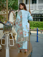 Joban Fashion Positive Sky Blue Digital Print With Position Foil Kurta Set - Distacart