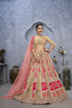 Kesar Fab Chiku Organza Embroidered Lehenga