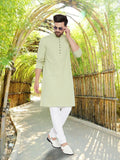 Even Apparels Men's Solid Green Linen Kurta
