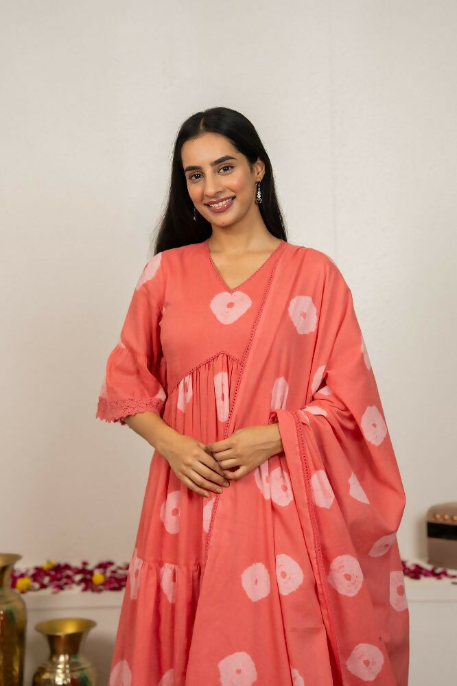 Joban Fashion Pink Tie & Dye Cotton Suit Set - Distacart