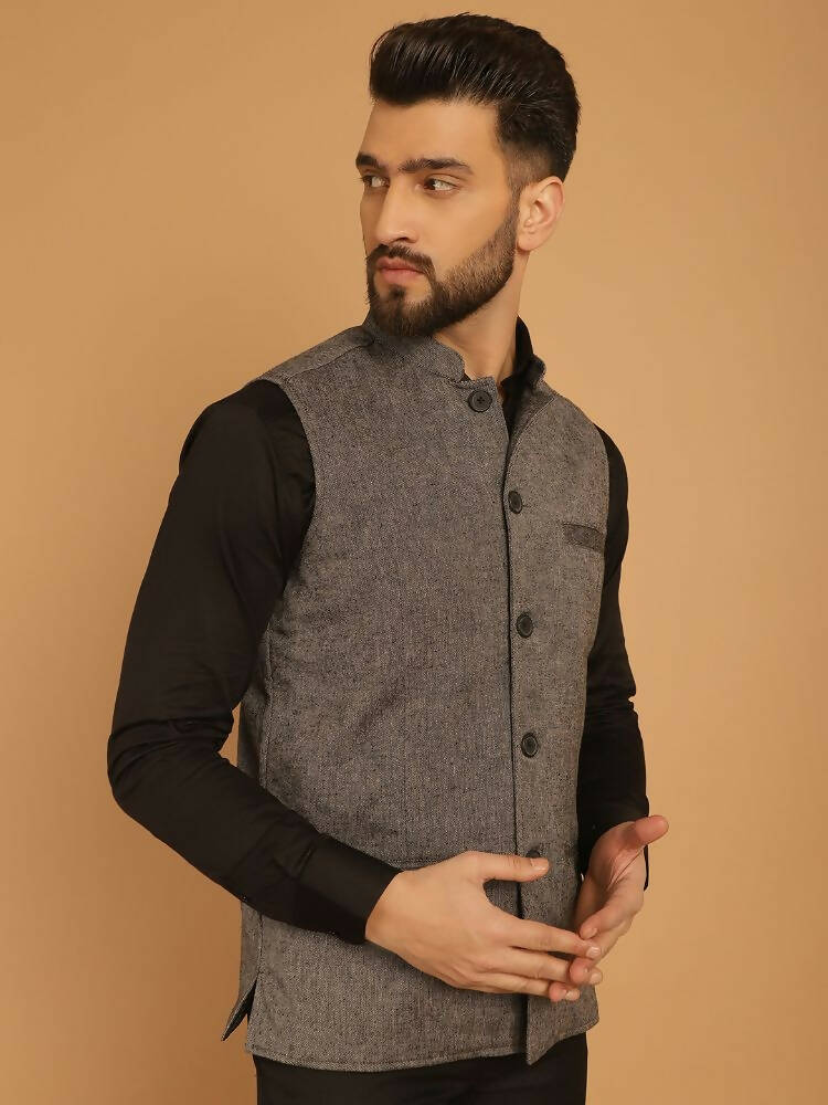 Even Apparels Pure Wool Nehru Jacket - Grey