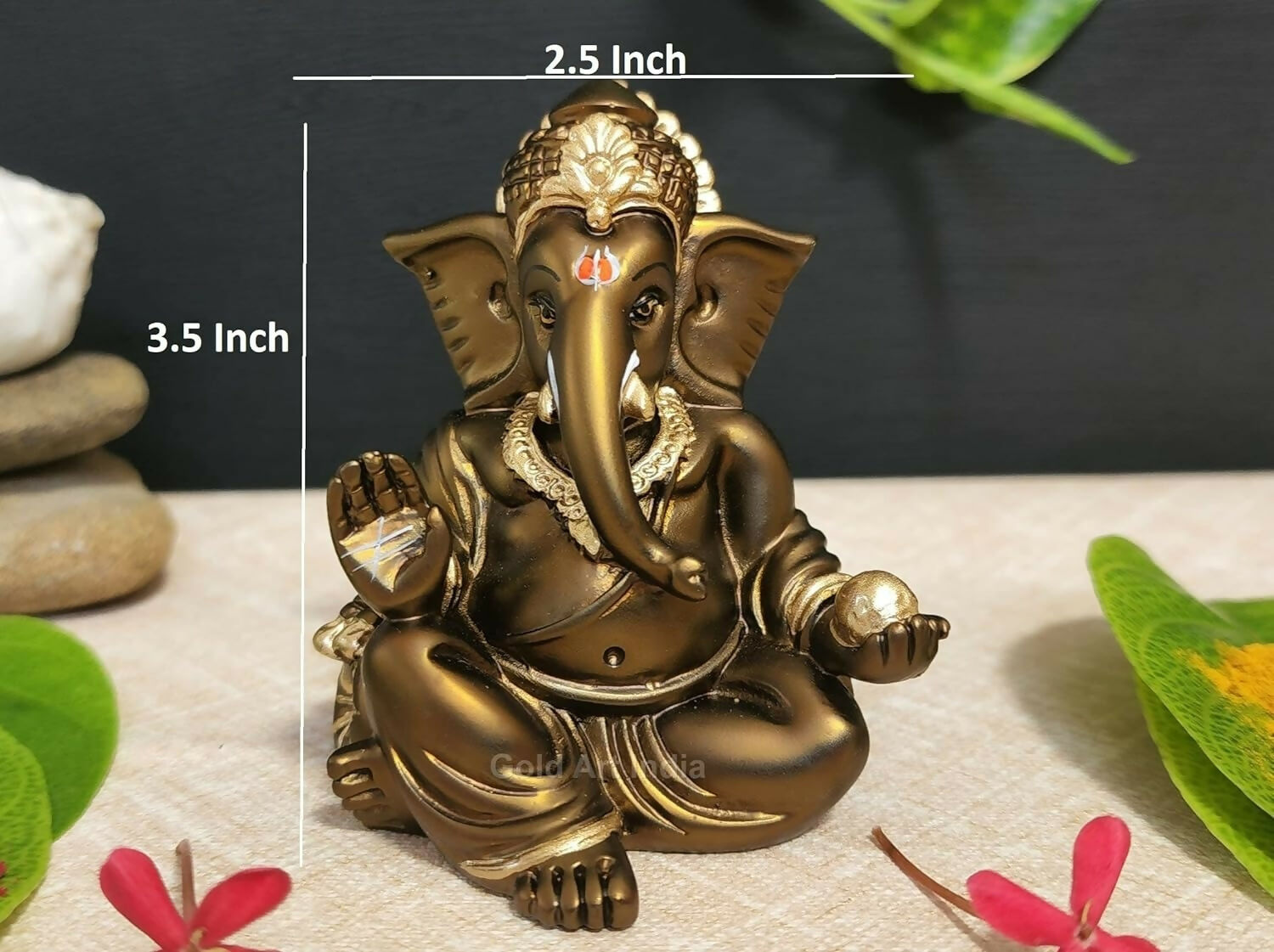 Gold Art India Gaddi Ganesh Idol For Car Dashboard