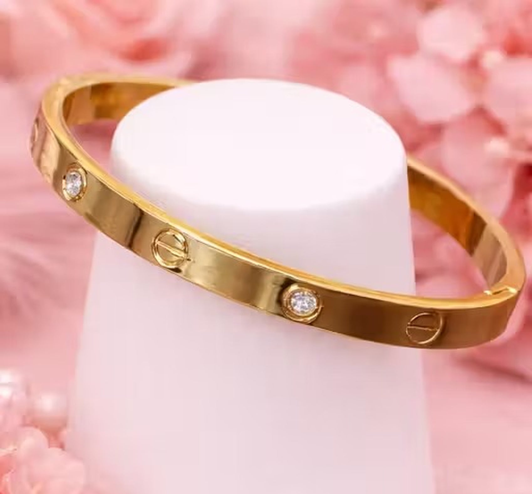Jewel City Stainless Steel Gold-Plated Kada For Office Wear - Distacart