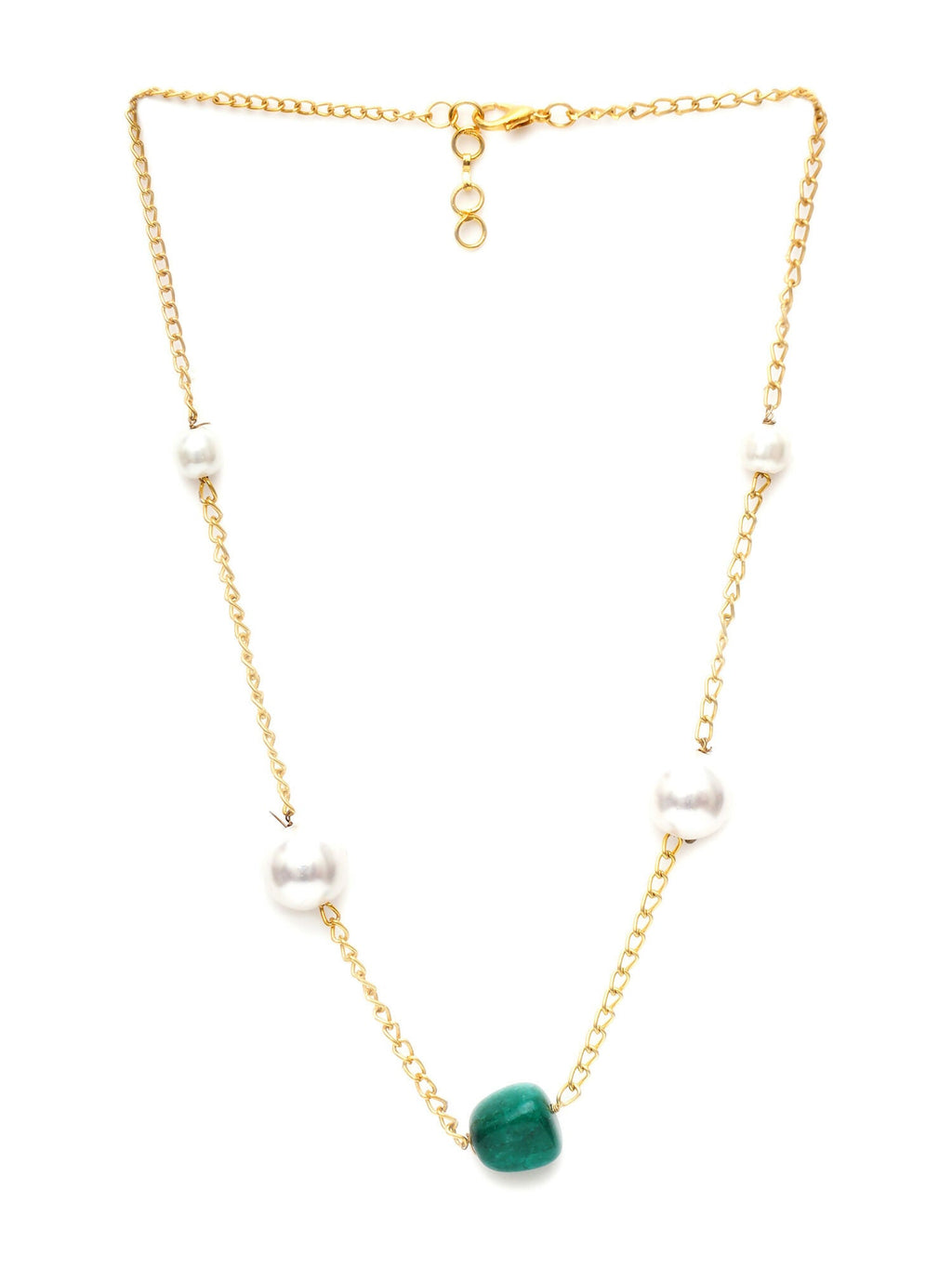 Layered Pearl and Emerald Neckpiece (gold) - Ruby Raang