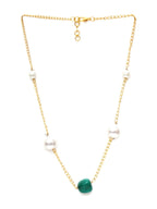 Layered Pearl and Emerald Neckpiece (gold) - Ruby Raang