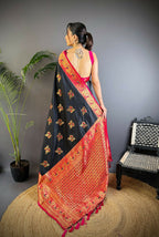 Joban Fashion Banarasi Black Woven Soft Silk Saree - Distacart
