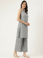 Joban Fashion Grey Rayon and Embroidered Work Straight Kurta Bottom Set