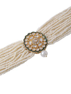 NVR Women Gold-Polished Kundan Studded Jewellery Set