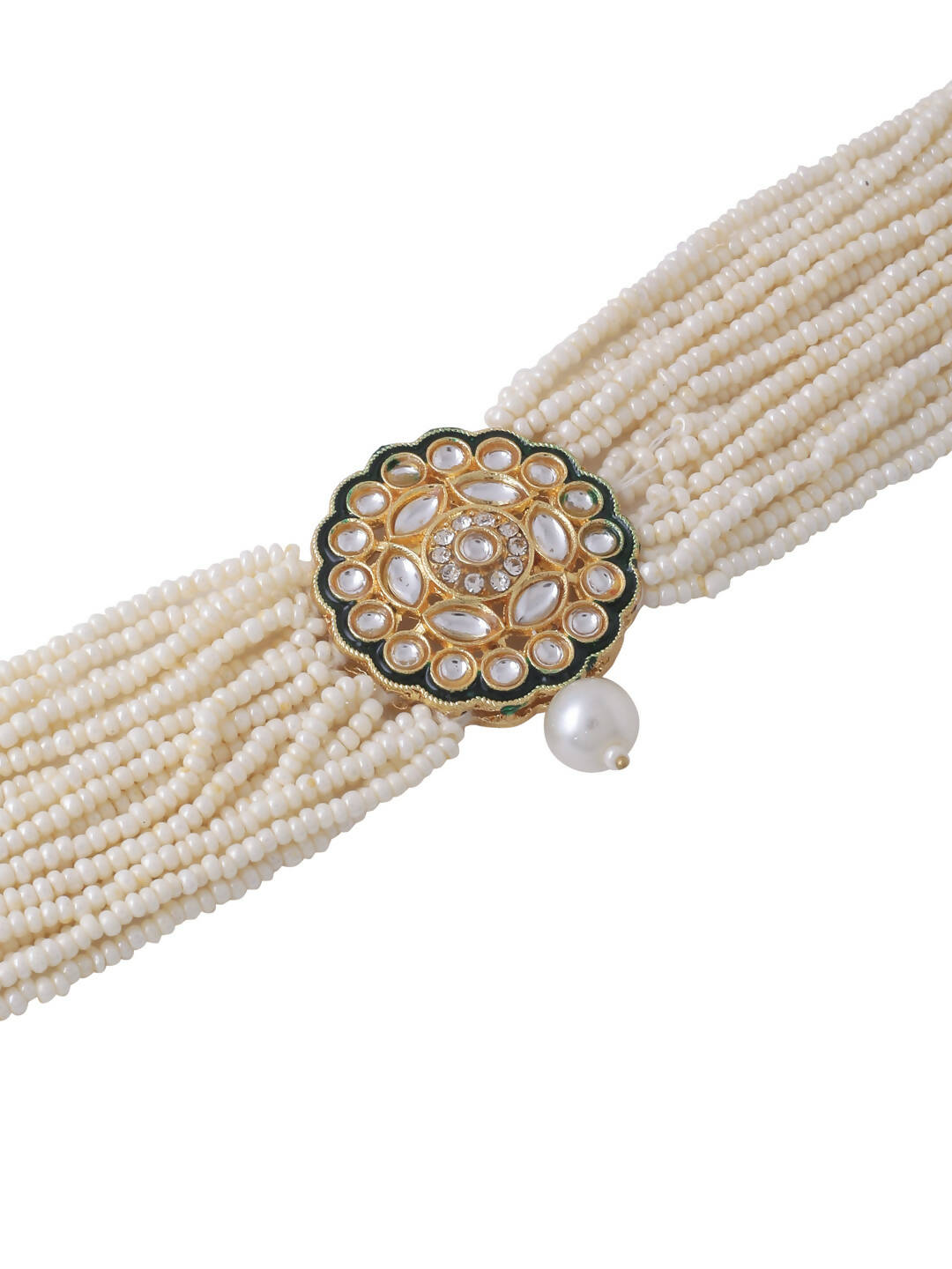 NVR Women Gold-Polished Kundan Studded Jewellery Set
