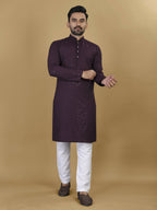 Anaita Purple Embroidered Rayon Straight Kurta