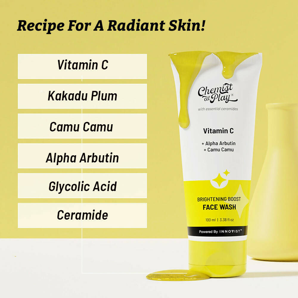 Chemist At Play Vitamin C Brightening Boost Face Wash, Cleans Oil & Dirt, Fades Dark Spots