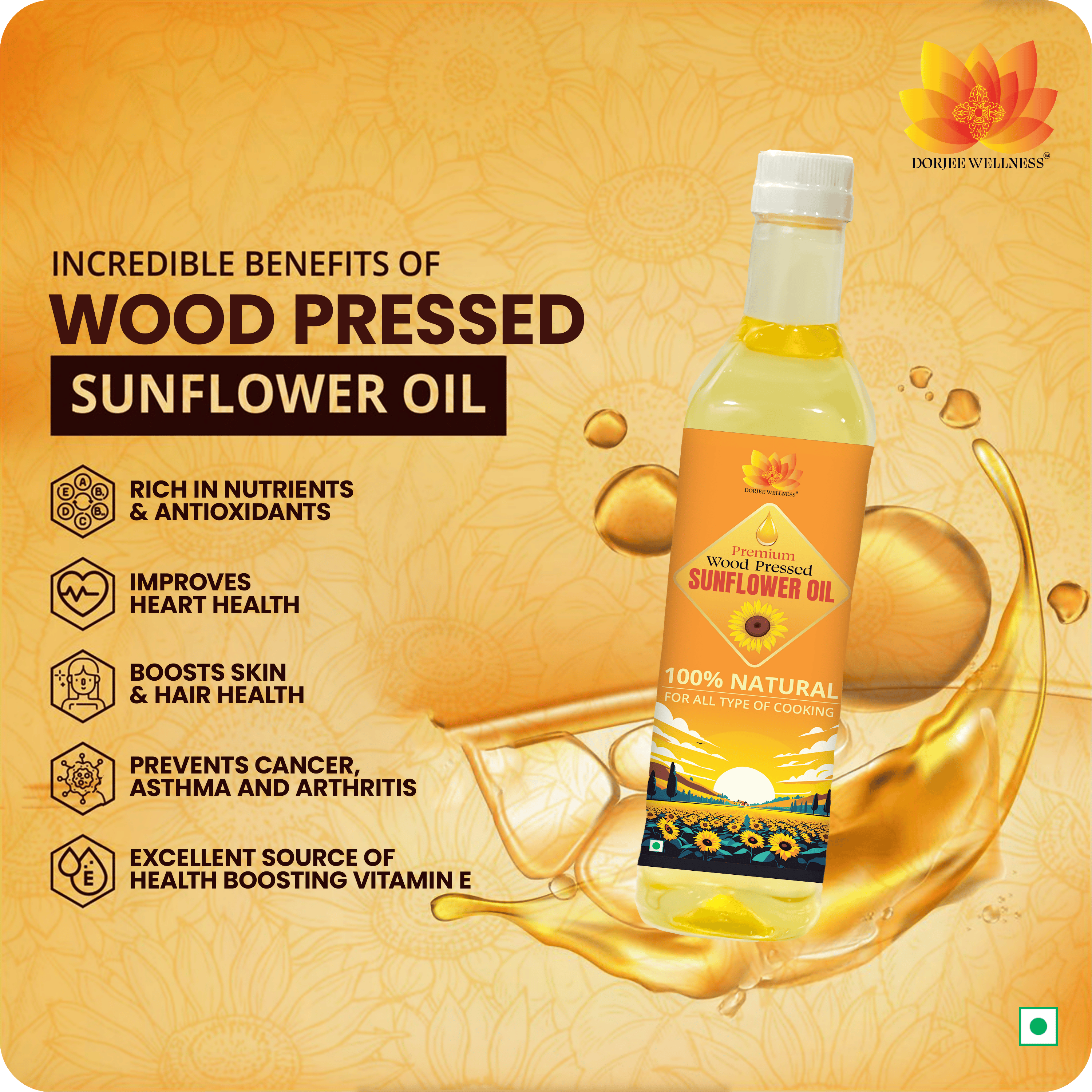 Dorjee Wellness Wood Pressed Sunflower Oil - Distacart