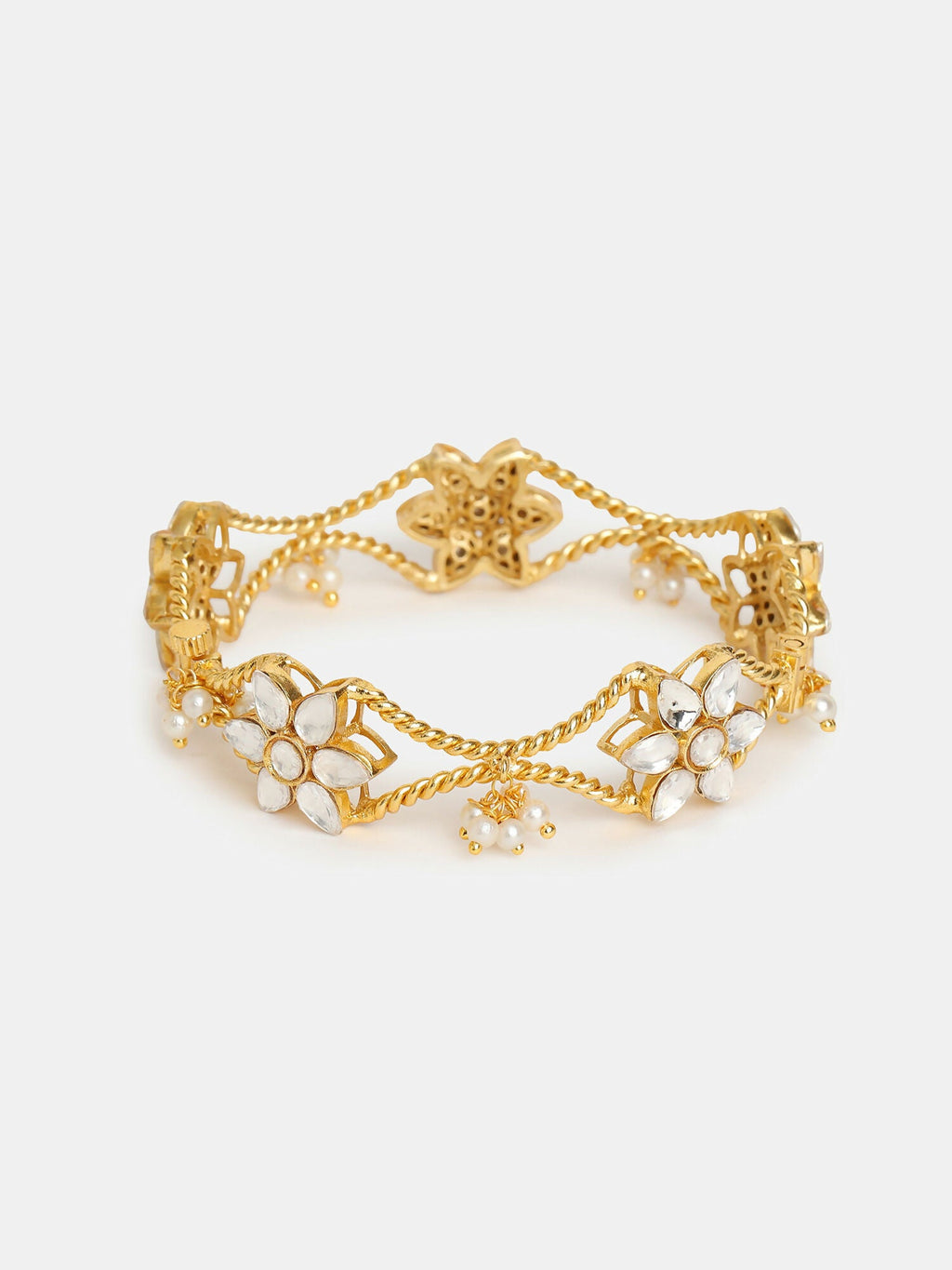 Ruby Raang 22k Gold Polished Kundan Bracelet - Distacart