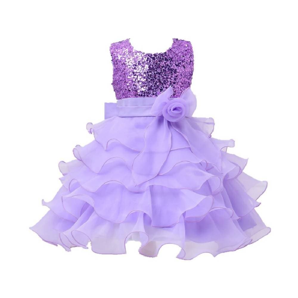 Asmaani Baby Girl's Lavender Color Satin Knee Length Frock (AS-DRESS-22067)