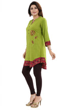 Snehal Creations Gorgeous Designer Green Rayon Embroidery Tunic