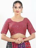 Joban Fashion Pink Silk Padded Blouse With Sweetheart Neck Elbow Sleeves - Distacart