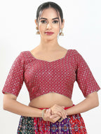 Joban Fashion Pink Silk Padded Blouse With Sweetheart Neck Elbow Sleeves - Distacart