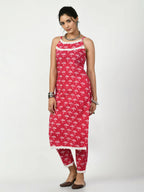 Myshka Women's Pink Straight Printed Kurta