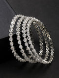 NVR Women's Set of 4 Silver-Plated CZ Stone-Studded Handcrafted Bangles - Distacart