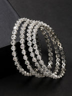 NVR Women's Set of 4 Silver-Plated CZ Stone-Studded Handcrafted Bangles - Distacart