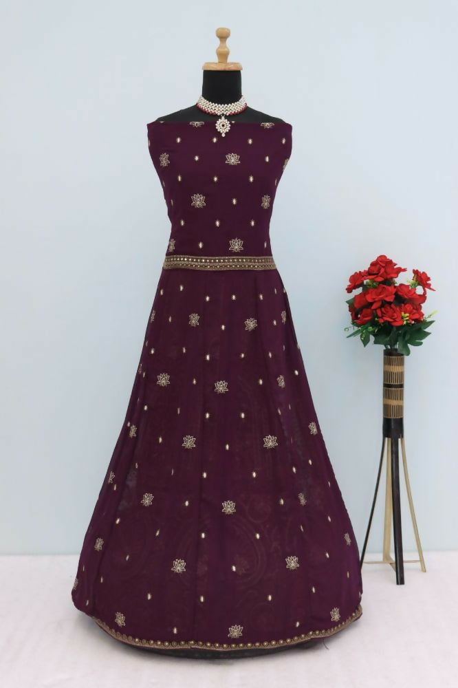 Vastranavya Purple Georgette Embroidered Sequins Work Anarkali Style A Line Suits