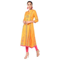 Aniyah Rayon Floral Print Anarkali Kurta In Mustard (AN-164K)