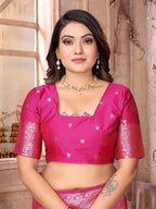 Joban Fashion Purple Banarasi Soft Silk Woven Saree - Distacart
