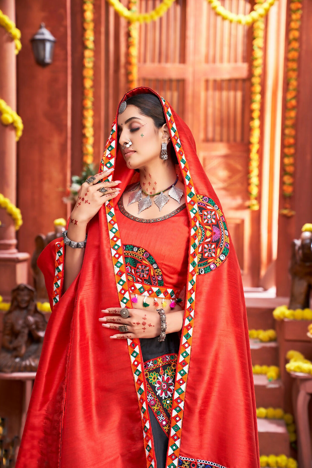 AI Fashion Black Art Silk Designer Navratri Lehenga Choli Collection