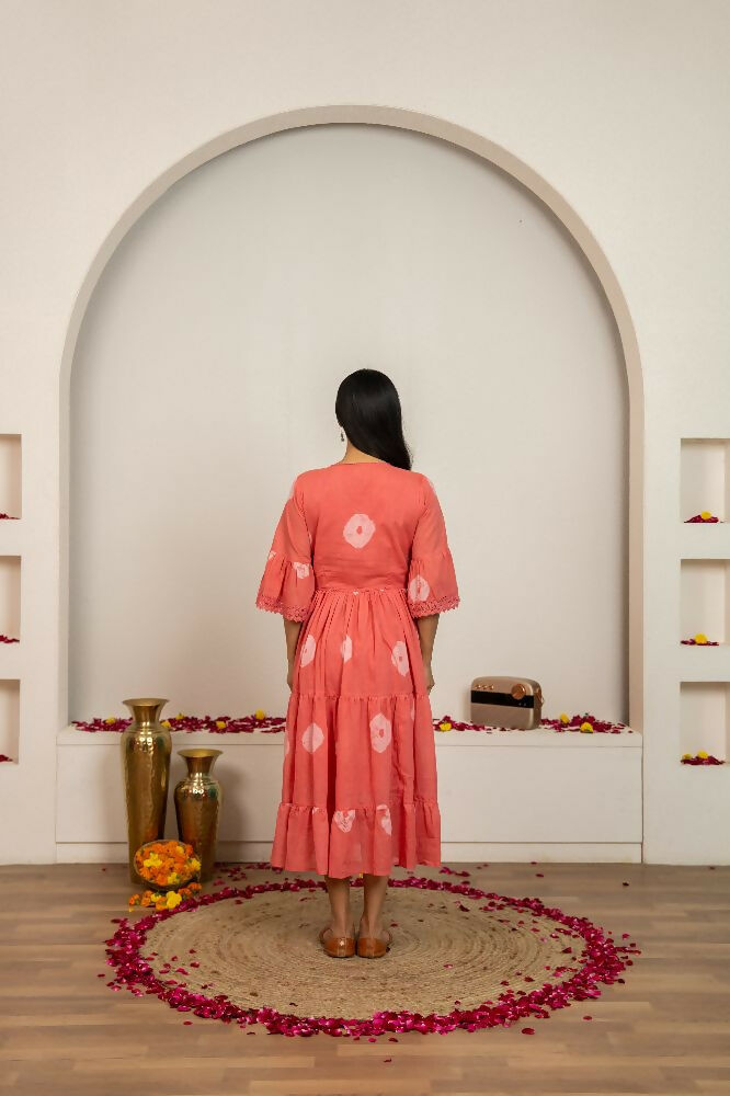 Joban Fashion Pink Tie & Dye Cotton Dress - Distacart