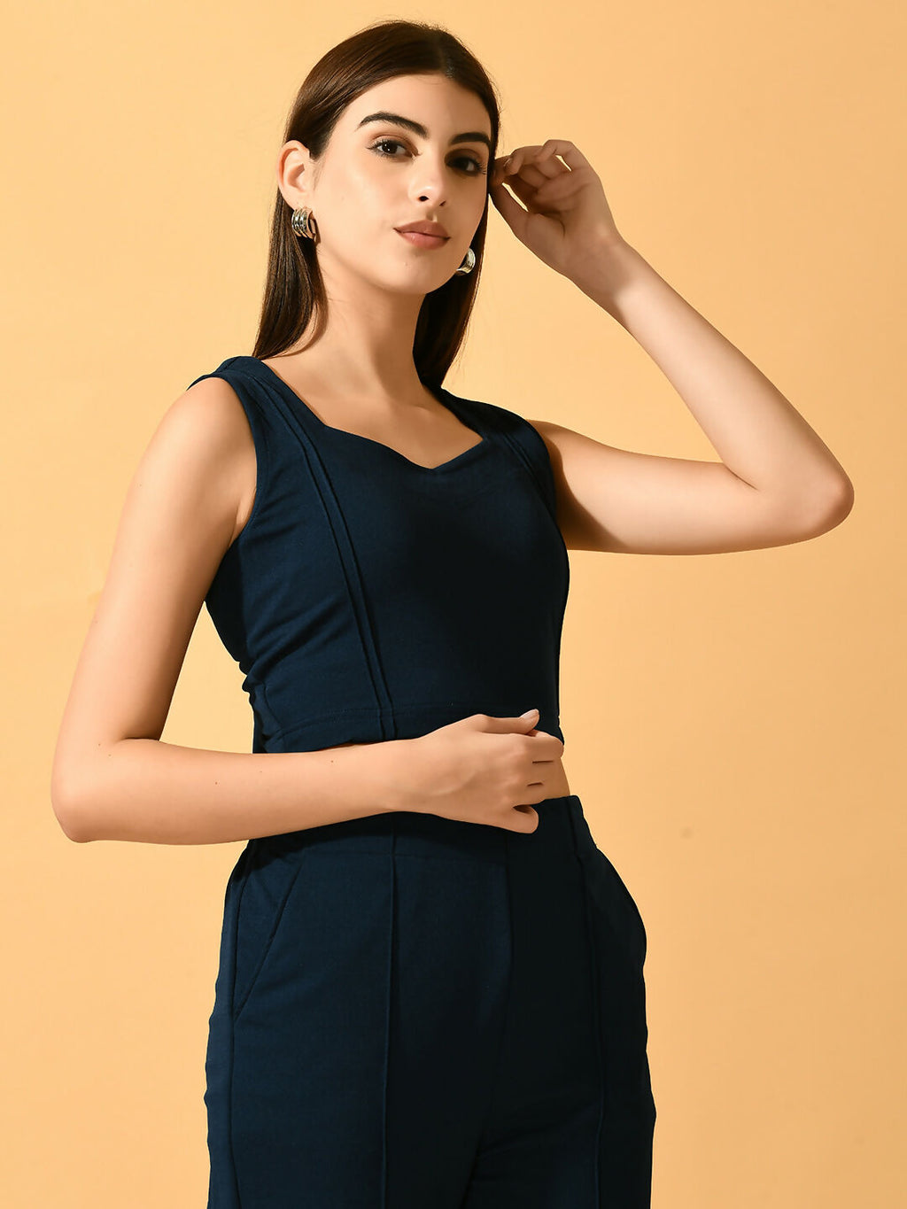 Myshka Women's Navy Blue Solid Party Top