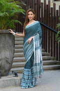 Beatitude Blue Cotton Tanchori Handloom Saree