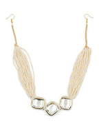 Gold-Plated White Kundan-Studded Pearl Beaded Hair Band - Ruby Raang - Distacart