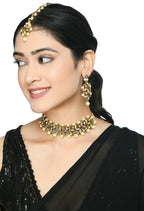 Mominos Fashion Johar Kamal Gold-Plated Brass Finish Kundan/Pearls Choker For Women (Golden) - Distacart