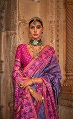 Purple Banarasi Weaving, Ultra Aqua Finish, Zari Work Banarasi Silk Saree - Rath Kunti