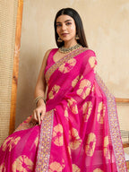 Ai Fashion Pink Georgette Bandhani Print Party Wear Saree - Distacart