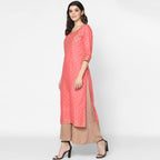 Cheera Hand Block Print Pitch Straight Kurta (MAAI-046K)