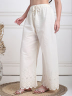 TAG 7 Women Floral Hem Design Flared Ethnic Palazzos