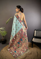 Joban Fashion Turquoise Blue Paithani Soft Silk Meenakari Saree - Distacart