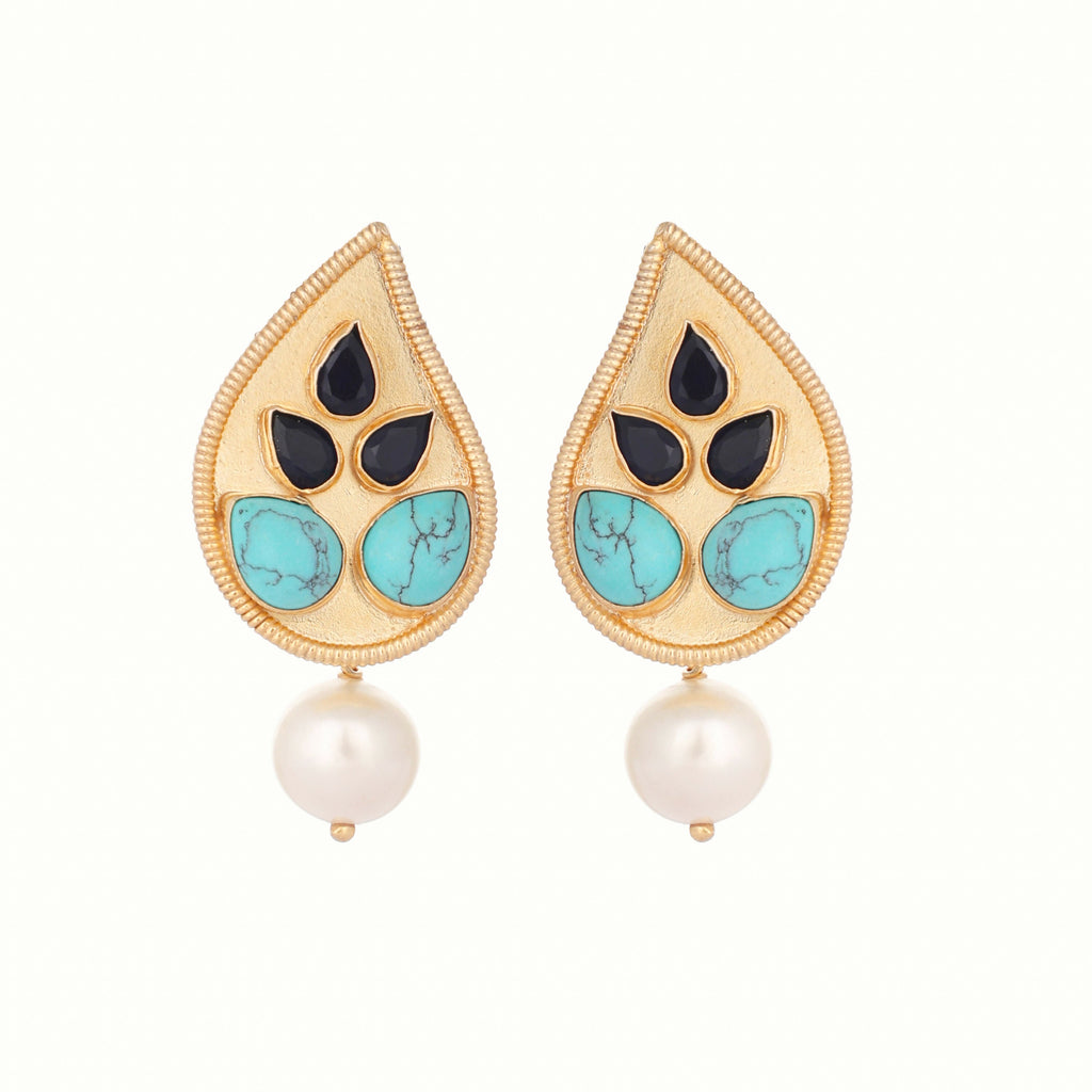 Nuyug 22K Gold Plated Black Paisley Earrings - Distacart