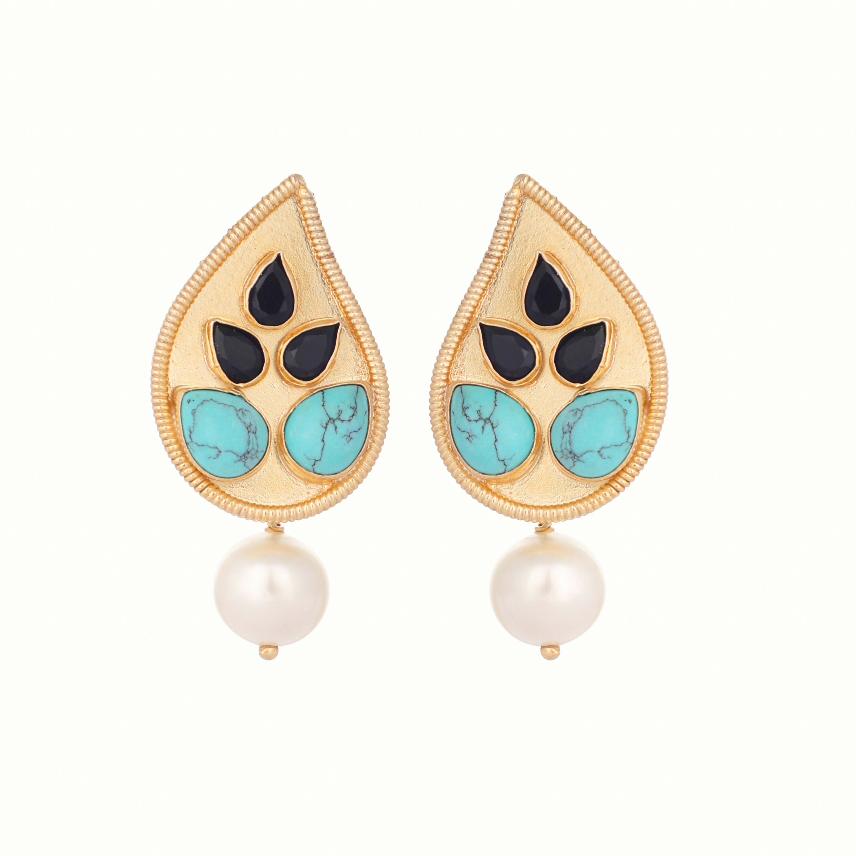 Nuyug 22K Gold Plated Black Paisley Earrings - Distacart