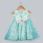 Pink Cow Fashions White & Blue Dress With Pearls Attach & Bow