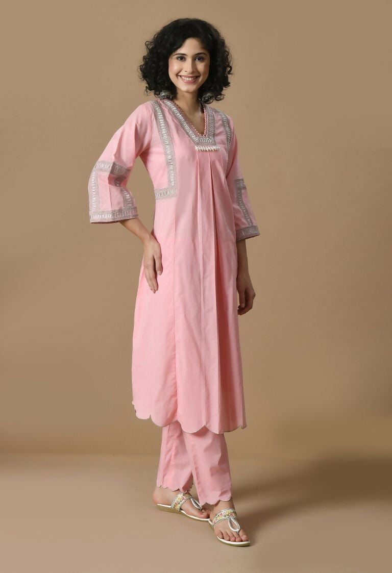 Joban Fashion Pink Cotton Kurta Set
