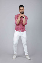 Miravan Men's Pink Regular Fit Floral Printed Cotton Casual Shirt