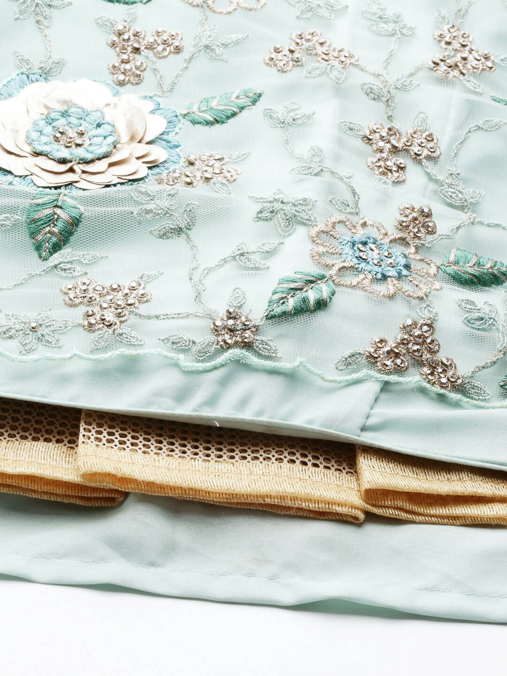 House of Panchhi Turquoise Blue Net Sequinse Work Lehenga & Blouse, Dupatta